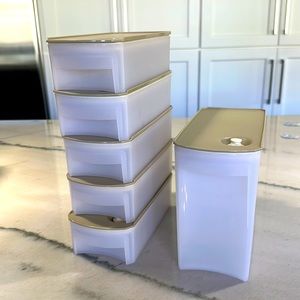 Tupperware Shelf Smart Storage Containers Vented Rectangular set of 6 beige